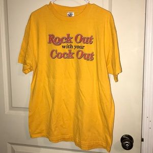 Men’s Yellow “Rock Out” Humor T-shirt